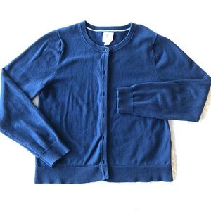 Land’s End Kids blue knit cardigan